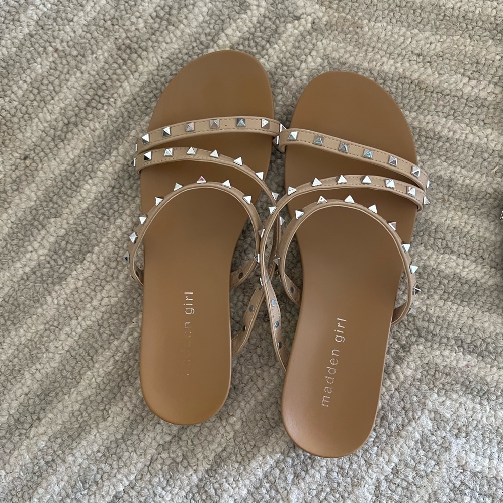 Tan studded sandals